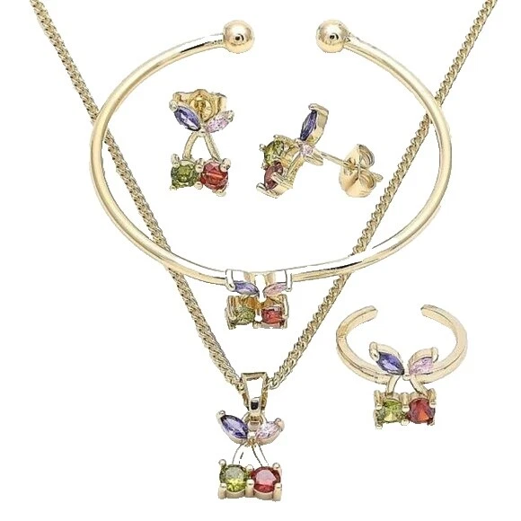 Модные покрытые желтым золотом наборы ювелирных изделий из латуни