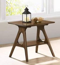 Roundhill Furniture Arona Mid-Century Modern Wood Shelf End Table