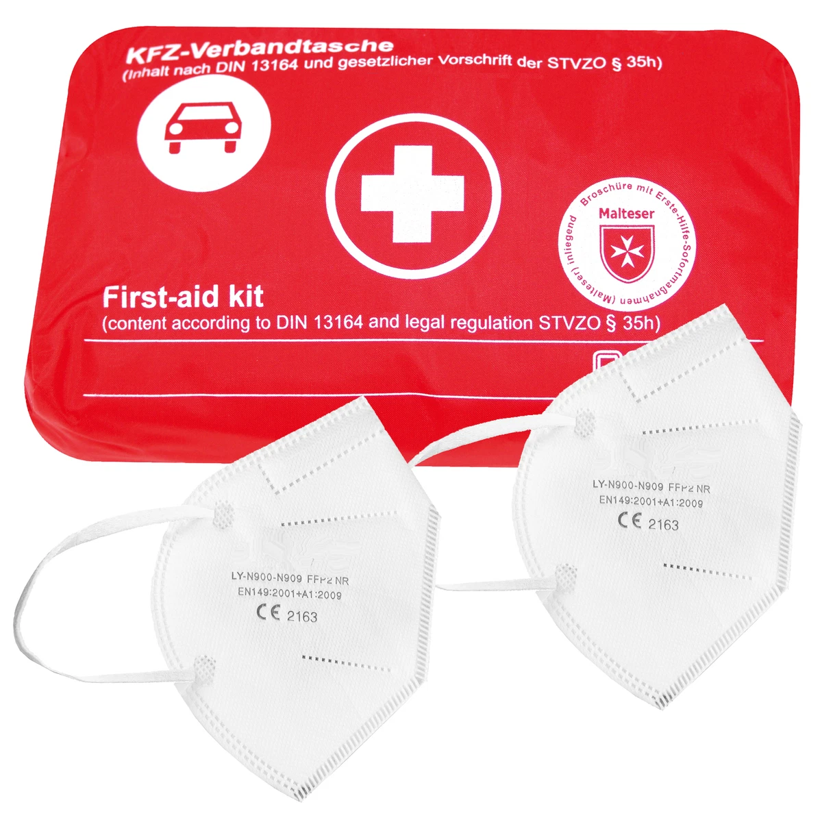 Petex KFZ Verbandtasche Verbandskasten rot DIN 13164 Erste Hilfe Set PKW  Auto