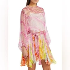 $525 New Rhode Ella Crinkle Chiffon Dress #2 Sz X-Small