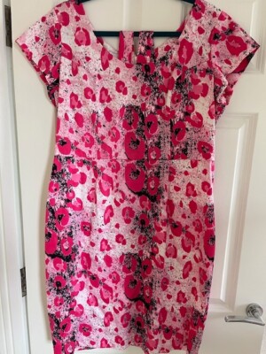 Susan Gillis Browne Pink Leopard Print Shift Dress Size 16-18 UK