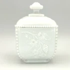 Vintage Westmoreland Milk Glass Covered Candy Dish Paneled Grape Pattern Read