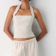 Aritzia Wilfred Whisper Linen Halter Top XS NWT