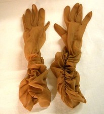 1950s Two Vintage Pairs of Sheer Nylon Ladies Gloves  White  Rust  Hansen