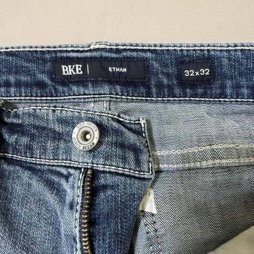 Jeans uomo BKE fibbia 32x32 blu ethan gamba dritta elasticizzato western punto spesso - Foto 9 di 18