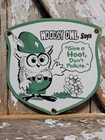 VINTAGE WOODSY OWL PORCELAIN SIGN OLD FOREST SERVICE PARK SMOKEY DONT POLLUTE