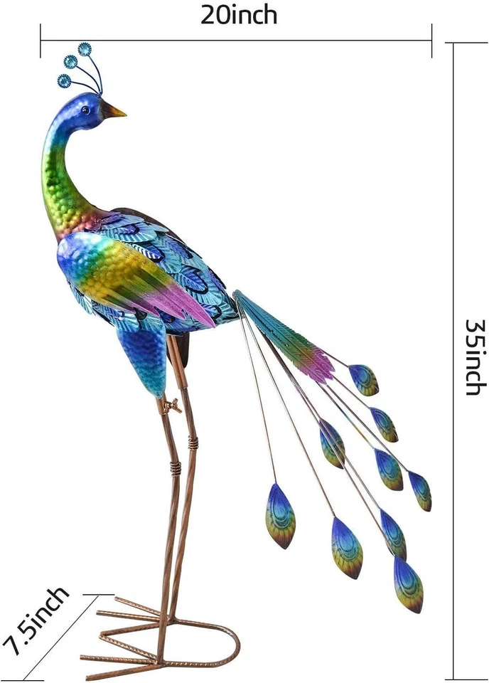 35″ Metal Peacock Garden Sculpture Elegant Backyard Art for Patio, Porch & Lawn - Image 4 of 4