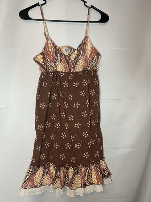 SO Wear It To Declare It Y2K Mini Babydoll Brown Multicolor Dress Sz Small