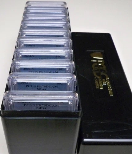 LOT of TEN 10c SILVER PCGS PR70DCAM ROOSEVELT 2001 2002 2003-2010 PROOF DIMES