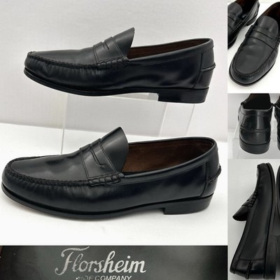 Florsheim Berkley Penny Loafer Dress Shoe Men 12  3E W Black Leather Moc Toe