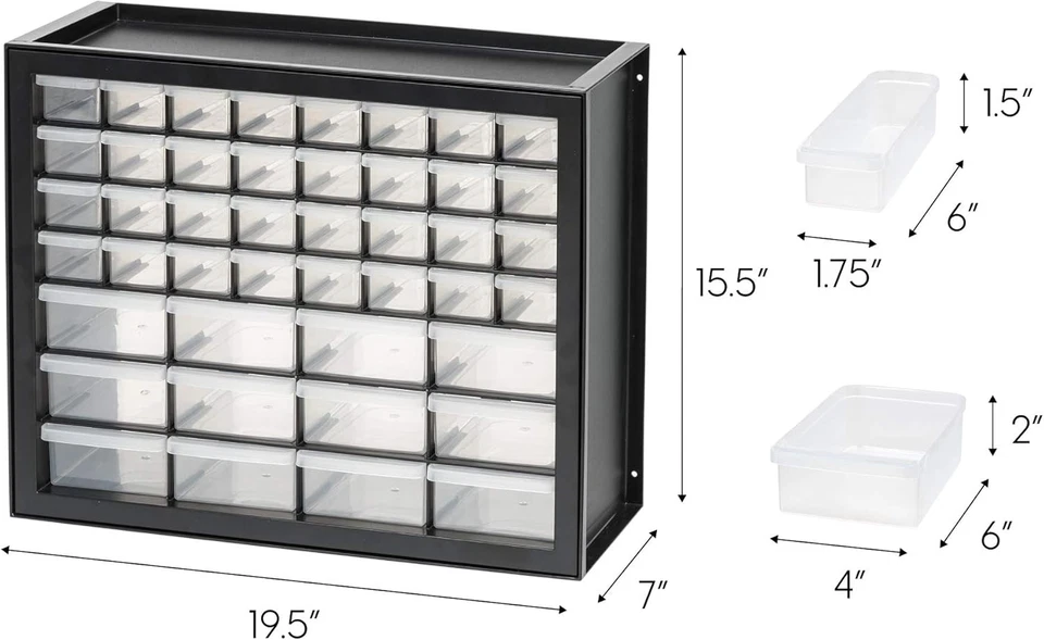 Carro de almacenamiento IRIS USA 7 cajones con 7 cajones + 44 gabinetes, negro Foto 3 de 4