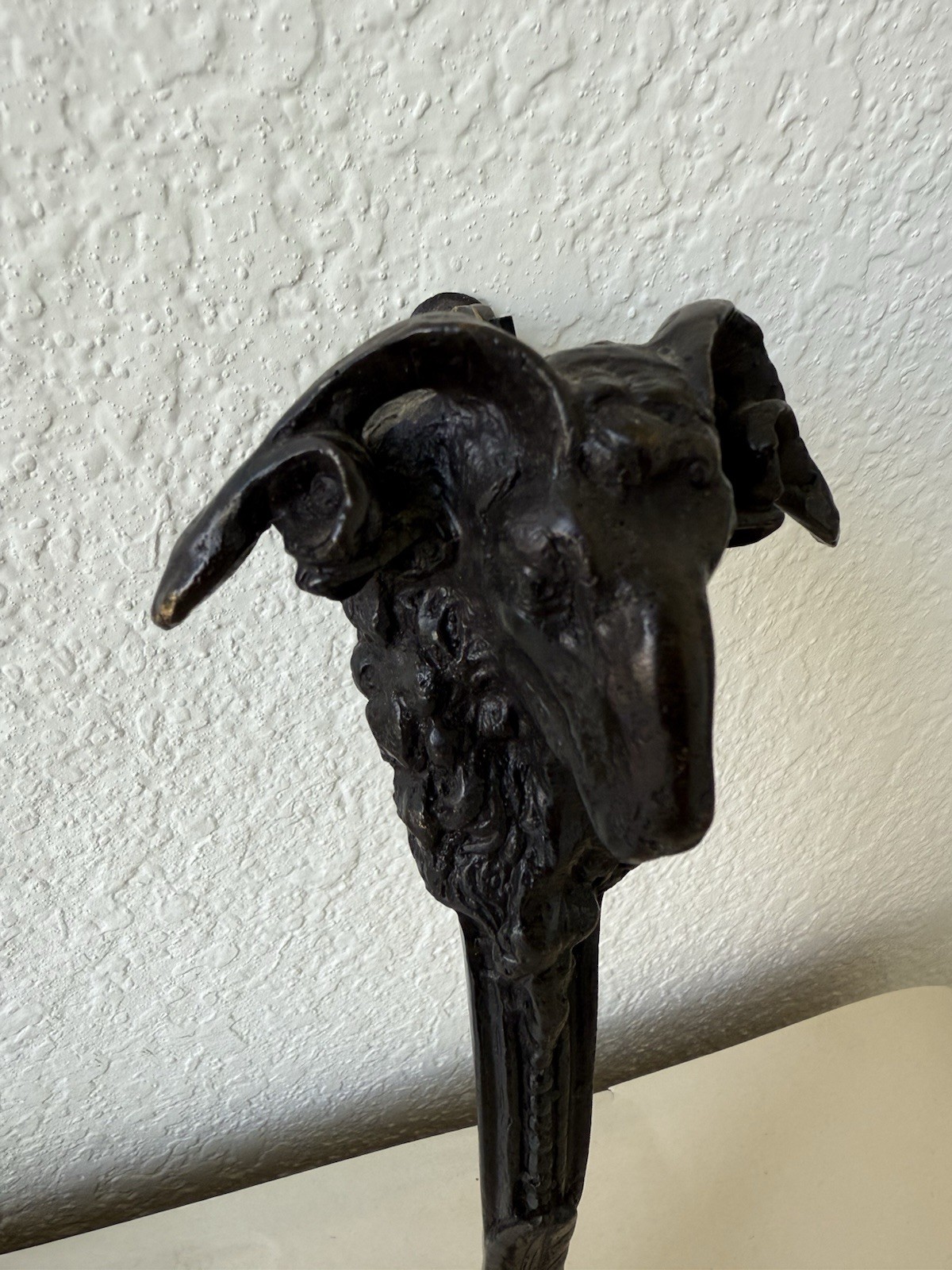 Antique Vintage Aries Head Ram Head & Hoof Door Knocker Rare Bronze