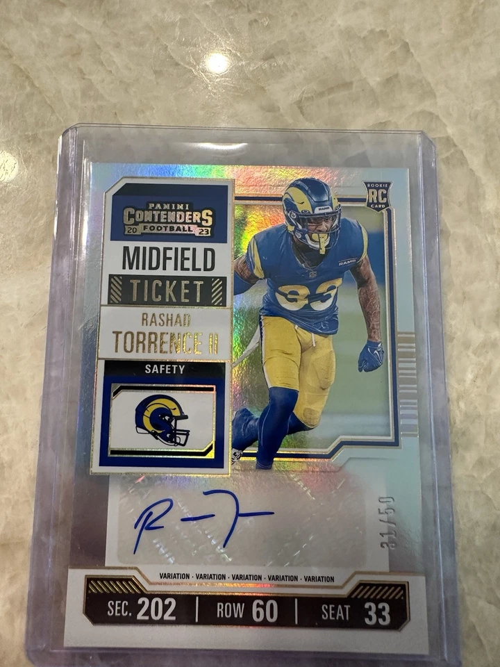 2023 Contenders Rashad Torrence II RC Midfield Ticket Auto Rookie /50 Rams Card - Image 3 of 4