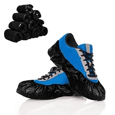 EZGOODZ Waterproof Shoe Covers Disposable 16  x 6  Pack of 100 Black Disposable