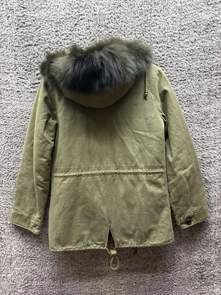 Chaqueta anorak reversible de piel de zorro y conejo Aqua genuina multicolor para mujer talla XS Foto 4 de 4