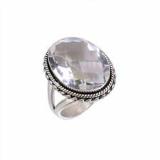 Crystal Quartz Ring Oval Stone ring, Wedding ring, 92.5 sterling silver ring,