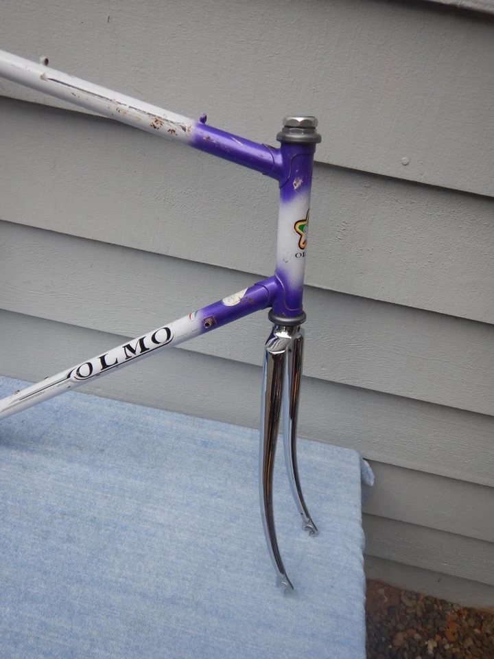 Cuadro de bicicleta de carretera Olmo vintage 59 cm púrpura con horquilla con orugas a tope con extras Italia Foto 2 de 4