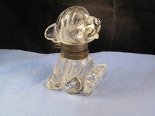 VINTAGE ART DECO 1920s CZECH GLASS INKWELL INK BOTTLE BONZO FIGURAL DOG INK POT