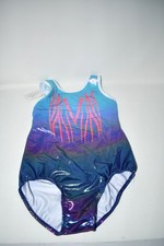 BAOHULU Girls Gymnastics Leotard, Shiny Rhinestone, Open Back, Blue, Size 10A NW