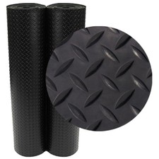 Industrial-Grade Diamond-Plate Rubber Flooring Rolls - Mold Resistant 4ft x 7ft