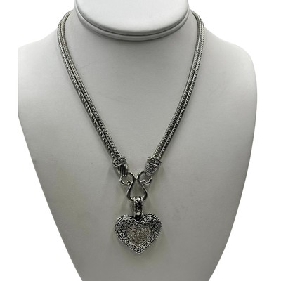 Lia Sophia ''Love Dust'' Cut Crystal Heart Reversible Pendant Pave Necklace