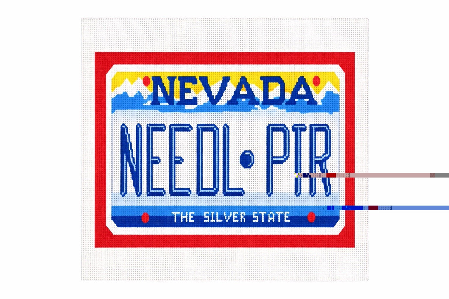 Handpainted Needlepoint Canvas Nevada License Plate 18 Mesh 19x13 Silver State
