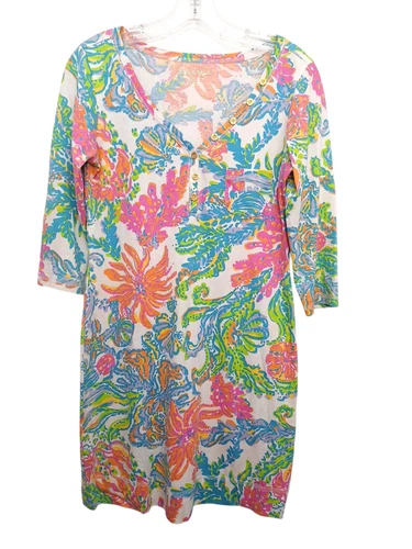 PALM ANGELS Abito Lilly Pulitzer Palmetto Resort Tg S Bianco Colorato Casa Marina Manica 3 4