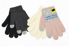 Ladies' Gloves 2 pack Texting Gloves Assorted Colors Acrylic Polyester Spandex