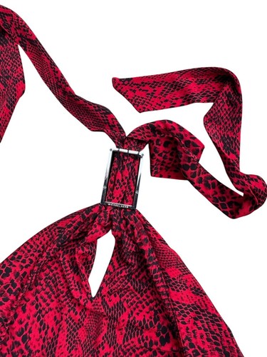 Michael Kors XL Red & Black Snake Print Halter Maxi Dress With Tie Detail - Picture 6 of 7
