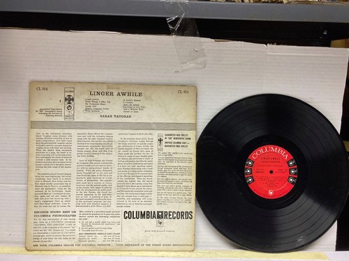 Sarah Vaughan "Linger Awhile" 1956 Columbia (six-eye) Mono. ex free shipping - Picture 2 of 4
