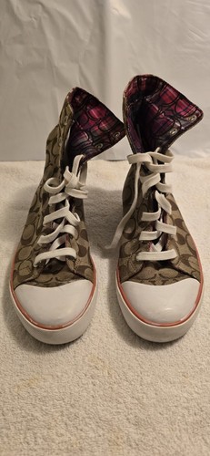 Coach Bonney Brown High Top Chuck Taylor Lace Sneakers Shoes Women 8 US