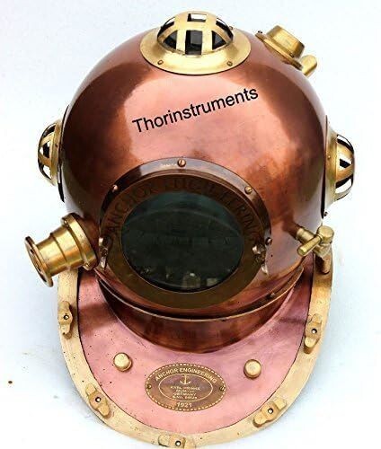 18" Antique Diving Helmet Mark V Marine Scuba Divers Copper Helmet Diving Helmet - Picture 2 of 6