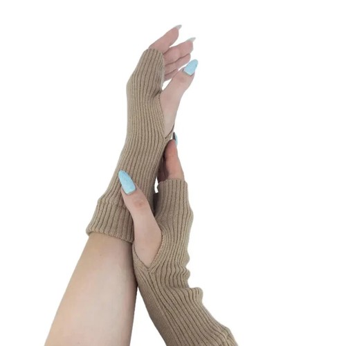 Viscose Fingerless Gloves Women Thin Ribbed Knit Wrist Warmers Gift for Her - Picture 15 of 18