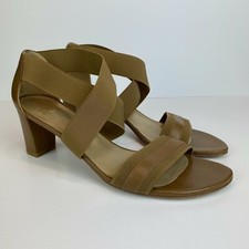 Stuart Weitzman Heels Sandals 10 Midexter Stretch Strappy Chunky Leather Shoes