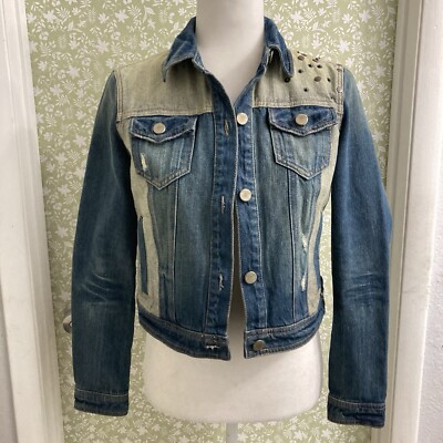 DKNY Jeans Women's Size XS Blue Denim Jeans Rivet Jacket Top #300