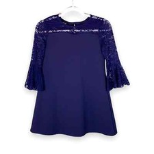 i.n. girl Navy Lace Crochet Sleeves Dress