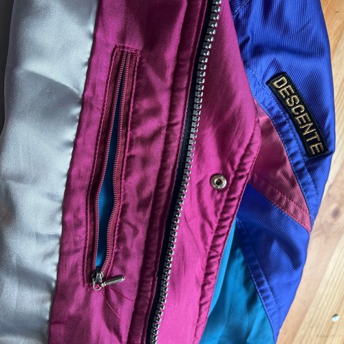 RARE Vintage 80s Descente Ski Jacket Blue Purple Bomber | Retro Sportswear - Picture 9 of 10