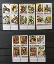 BURUNDI #523-527. CINQ BLOCS DE QUATRE, CONTES DE FÉES.   MNH