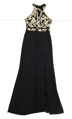 Morgan & Co. Black Gold High Neck Sleeveless Long Tank Formal Party Dress  1/2 | eBay