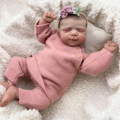 Sleeping Reborn Baby Dolls 18in Full Vinyl Body Girl Poseable