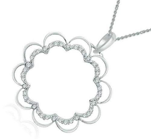 Collar Colgante Círculo Diamante Natural SI1 G 0,35 Ct Blanco Amarillo Rosa 14K - Imagen 4 de 7