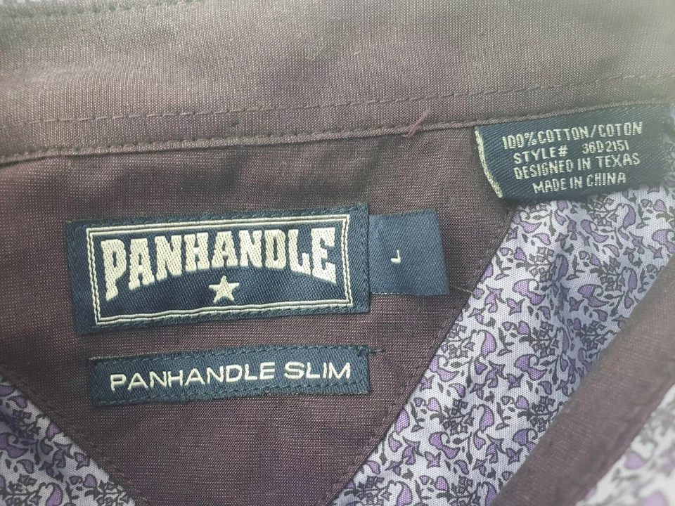 Camisa de vestir ajustada Panhandle para hombre L púrpura cachemira manga larga abotonada Foto 4 de 4