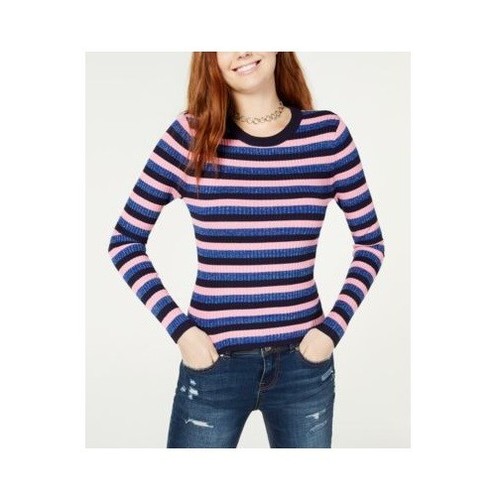 Hooked Up by IOT Juniors M Black Grey Striped Rib Knit Sweater NWT Q76 - Picture 4 of 4