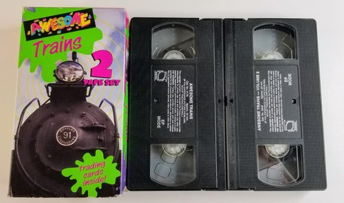 Awesome Trains (VHS, 1994) 2 Tape Set *NO trading cards*
