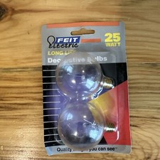 25W Feit Electric Long Life Decorative Bulbs. Complexion Clear.