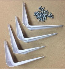 Set of 4 White Metal Wall Shelf Corner Brackets Angled Shelving Support 3" X 4"