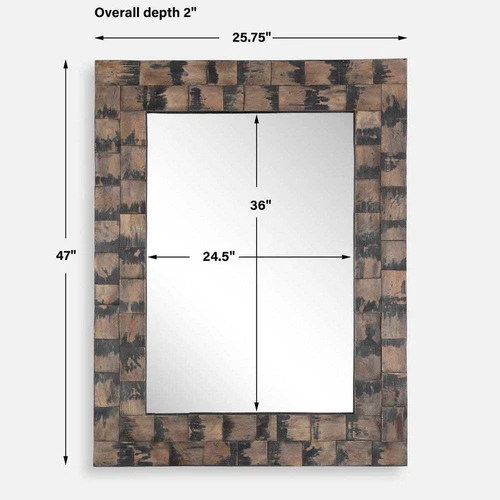 BURKE LARGE 47" LAYERED MAHOGANY WOOD WALL VANITY MIRROR UTTERMOST 08214 - Picture 6 of 6
