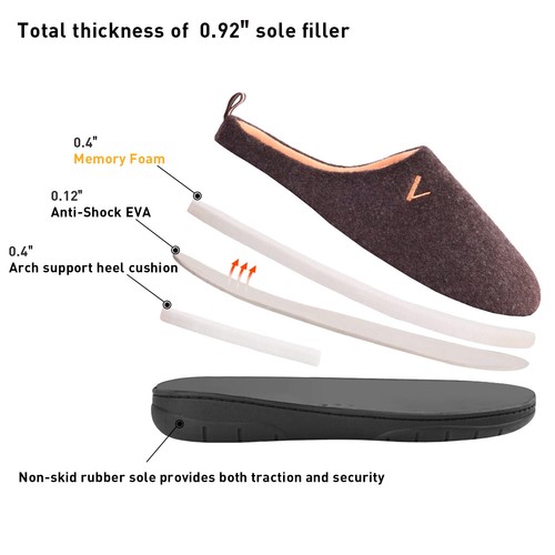 Mens Soft Two Tone Memory Foam Slippers Comfy Slip on House Shoes Anti-Slip - Picture 28 of 43