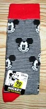 MENS DISNEY MICKEY MOUSE STRIPED CREW SOCKS (SHOE SIZE 6.5-12)