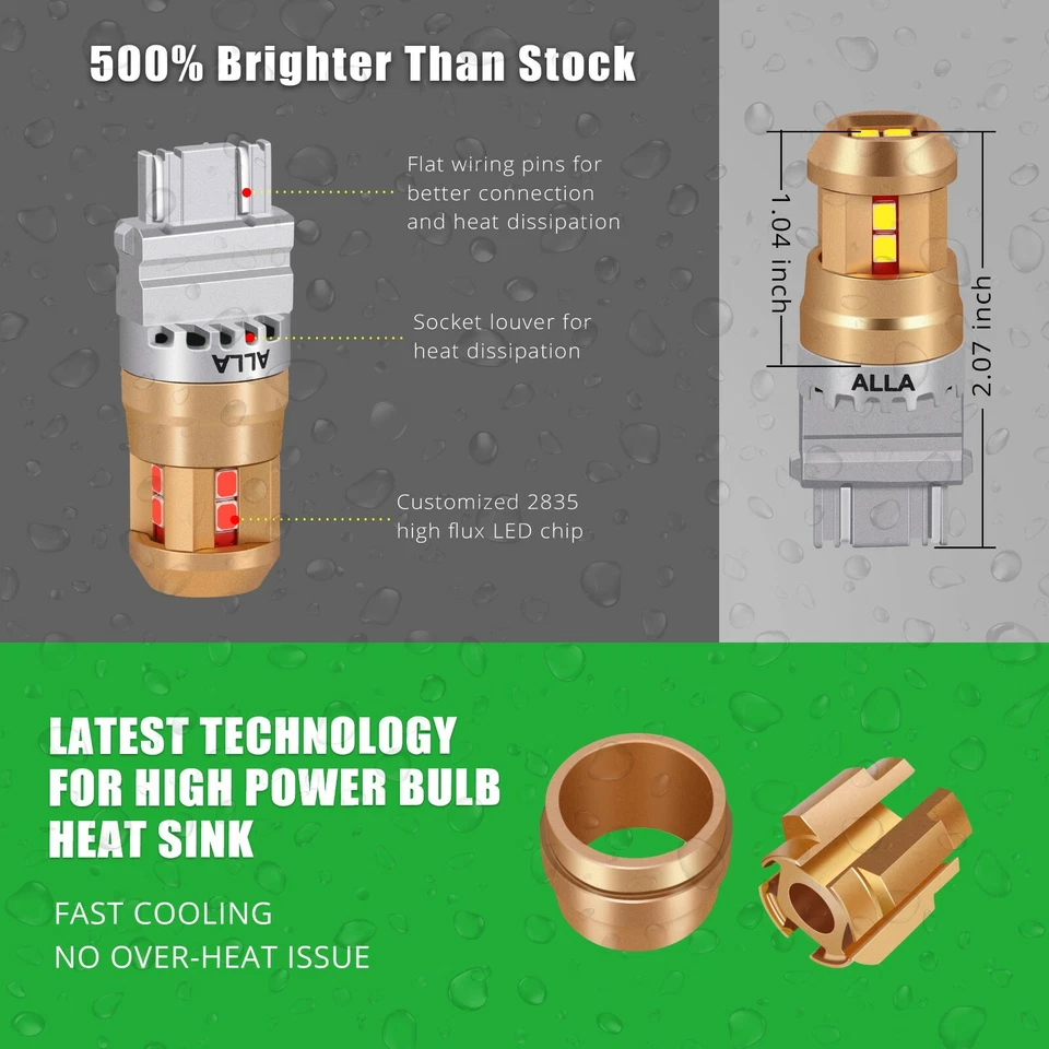 LED Red Light Bulbs Rear Turn Signal Taillight Brake Light Bulb for Ford Lincoln - Image 3 of 4